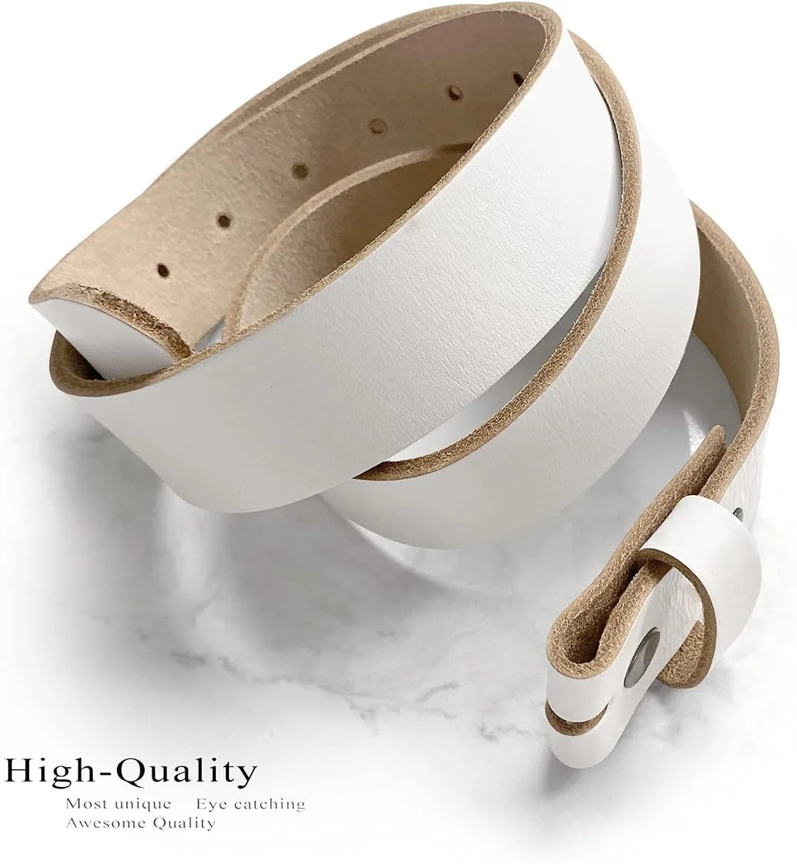Genuine Full Grain One-Piece 100% Leather Plain Belt Strap with Snaps or Heavy-Duty Strap, 1-1/2" (38mm) Wide