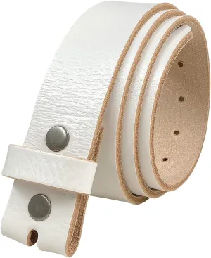 Genuine Full Grain One-Piece 100% Leather Plain Belt Strap with Snaps or Heavy-Duty Strap, 1-1/2" (38mm) Wide