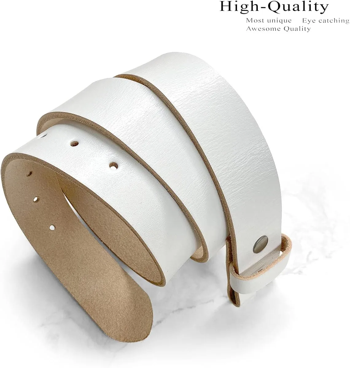 Genuine Full Grain One-Piece 100% Leather Plain Belt Strap with Snaps or Heavy-Duty Strap, 1-1/2" (38mm) Wide