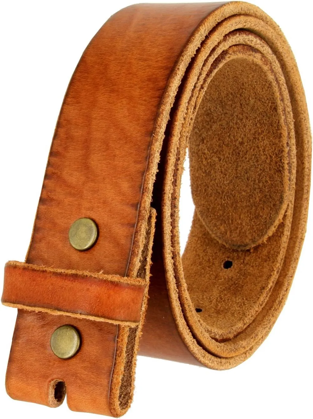 Genuine Full Grain One-Piece 100% Leather Plain Belt Strap with Snaps or Heavy-Duty Strap, 1-1/2" (38mm) Wide
