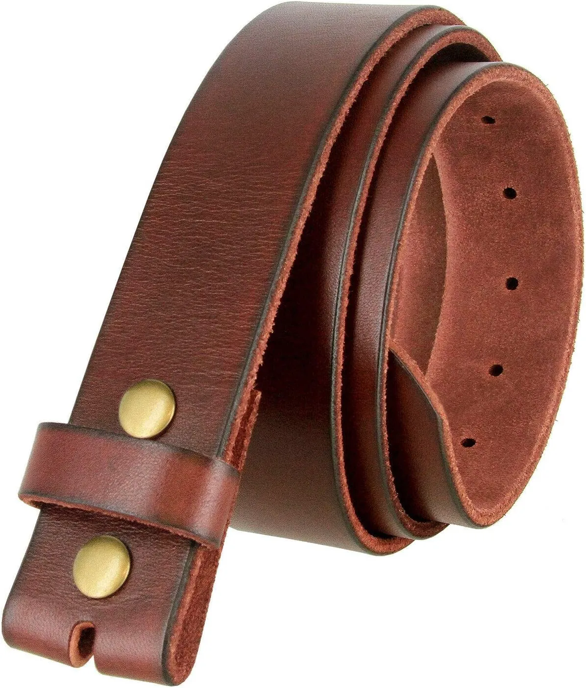 Genuine Full Grain One-Piece 100% Leather Plain Belt Strap with Snaps or Heavy-Duty Strap, 1-1/2" (38mm) Wide
