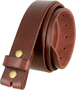 Genuine Full Grain One-Piece 100% Leather Plain Belt Strap with Snaps or Heavy-Duty Strap, 1-1/2" (38mm) Wide