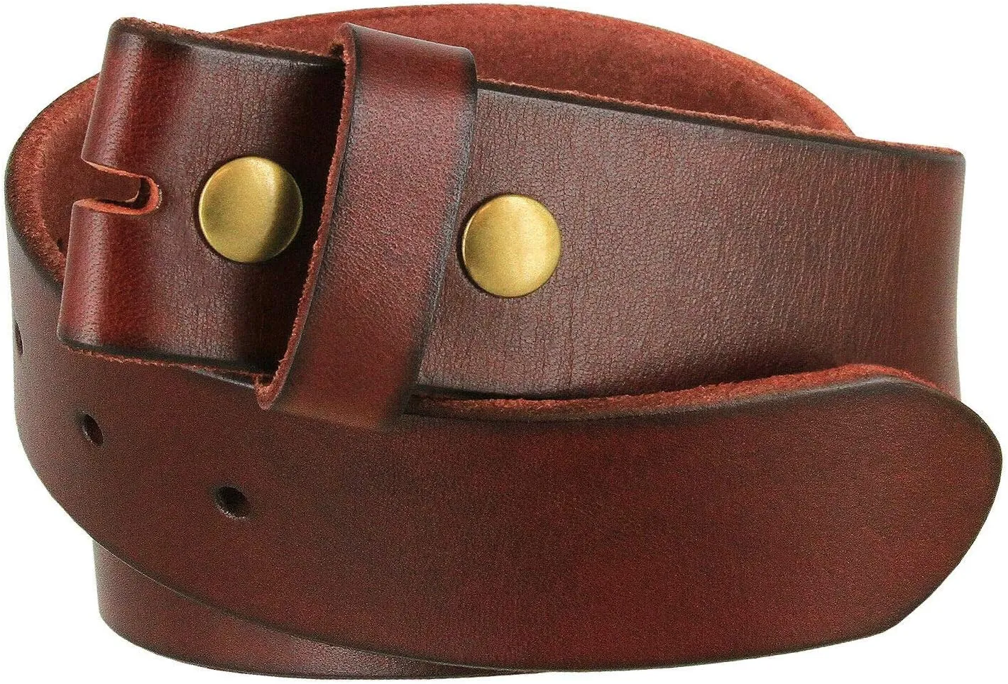 Genuine Full Grain One-Piece 100% Leather Plain Belt Strap with Snaps or Heavy-Duty Strap, 1-1/2" (38mm) Wide
