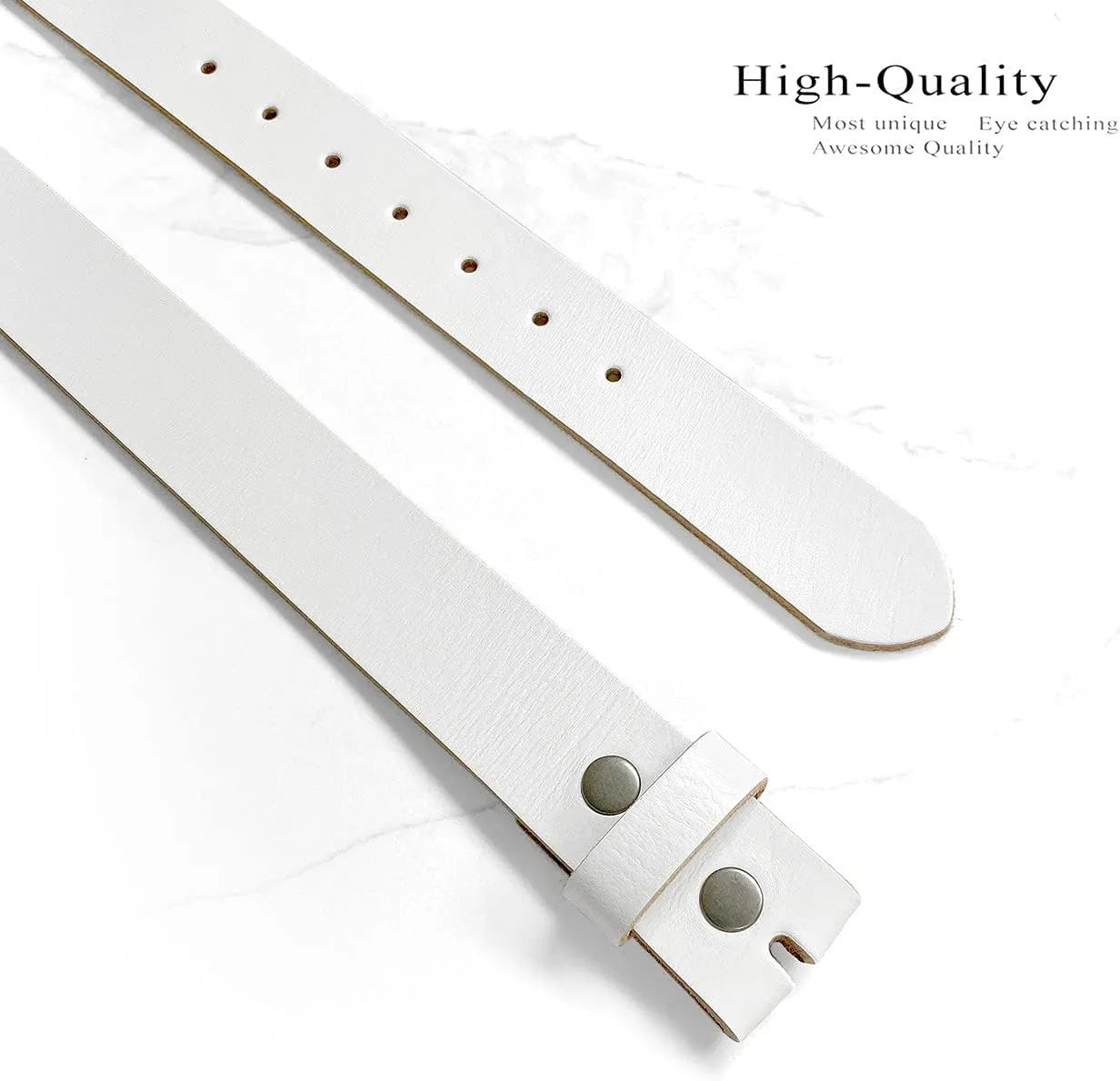 Genuine Full Grain One-Piece 100% Leather Plain Belt Strap with Snaps or Heavy-Duty Strap, 1-1/2" (38mm) Wide