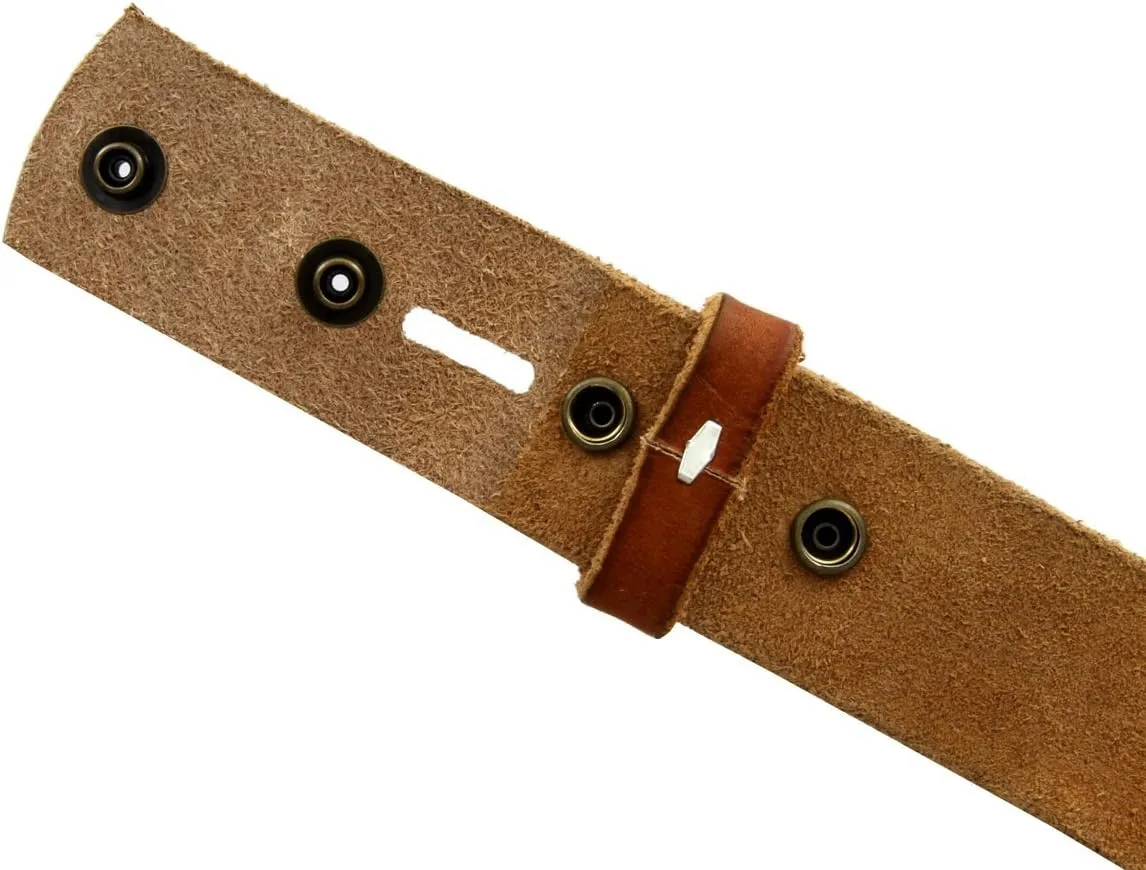 Genuine Full Grain One-Piece 100% Leather Plain Belt Strap with Snaps or Heavy-Duty Strap, 1-1/2" (38mm) Wide