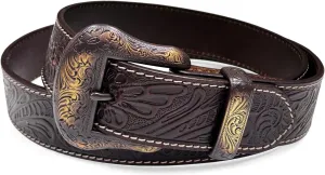 Genuine Full Grain Western Engraved Tooled Leather Strap or Belt 1-1/2" Wide