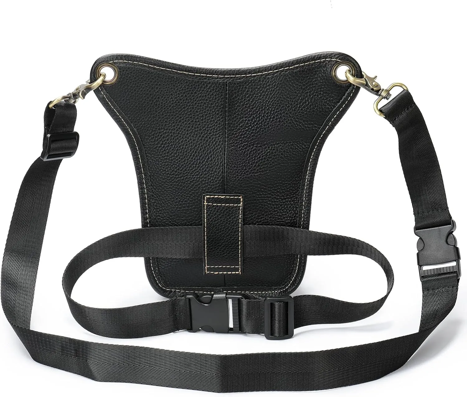 Genuine Leather Drop Leg Bag Motorcycle Thigh Purse Hip Pouch Waist Fanny Pack for Women Men Black