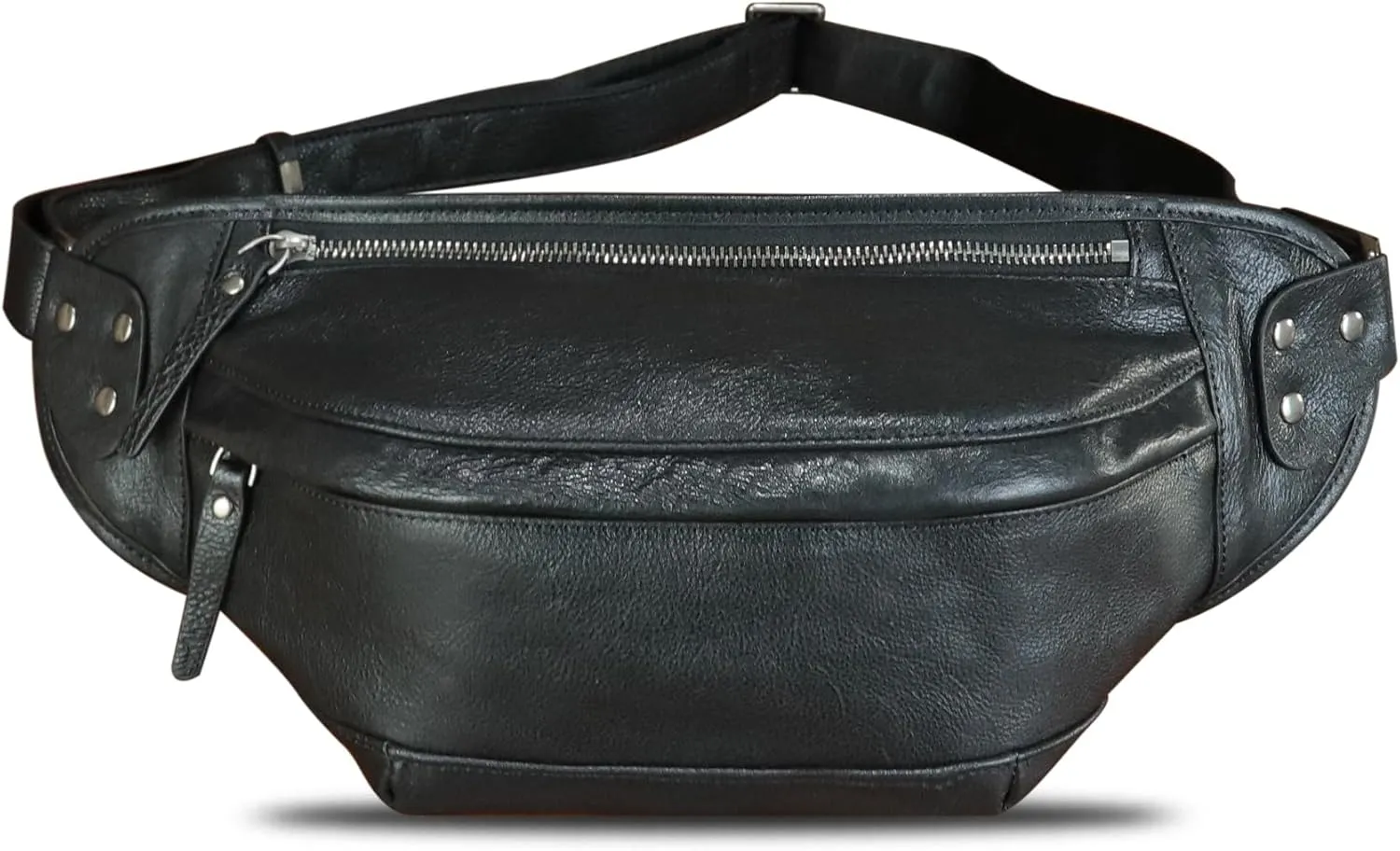 Genuine Leather Fanny Packs for Men and Women Hip Waist Bag Real Leather Fanny Bag Sling Bag Crossbody Chest Purses (Black)