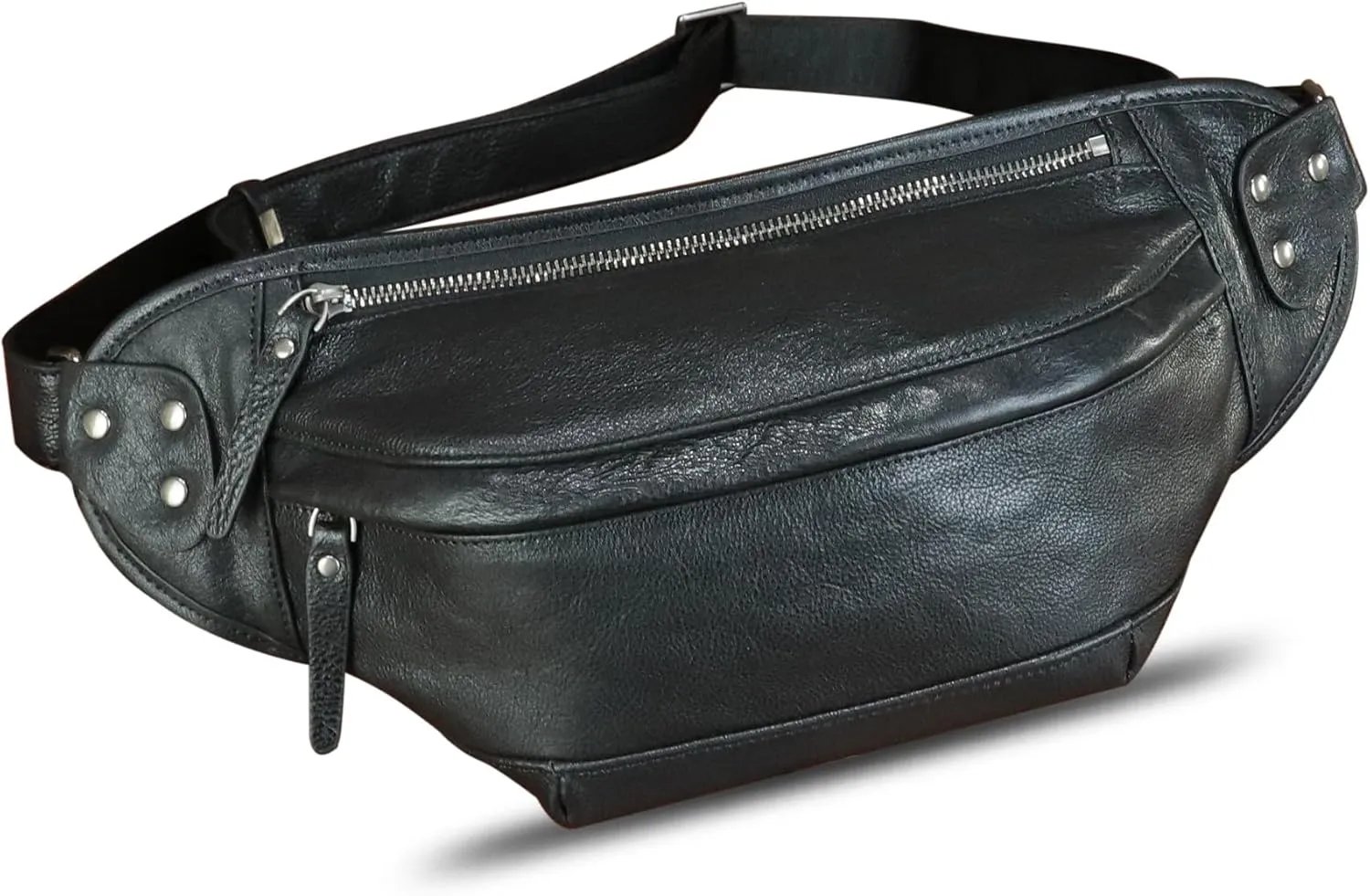 Genuine Leather Fanny Packs for Men and Women Hip Waist Bag Real Leather Fanny Bag Sling Bag Crossbody Chest Purses (Black)