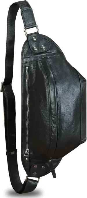 Genuine Leather Fanny Packs for Men and Women Hip Waist Bag Real Leather Fanny Bag Sling Bag Crossbody Chest Purses (Black)