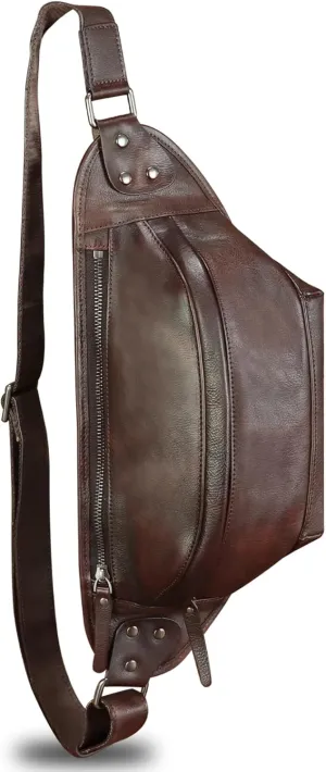 Genuine Leather Fanny Packs for Men and Women Hip Waist Bag Real Leather Fanny Bag Sling Bag Crossbody Chest Purses (Coffee)