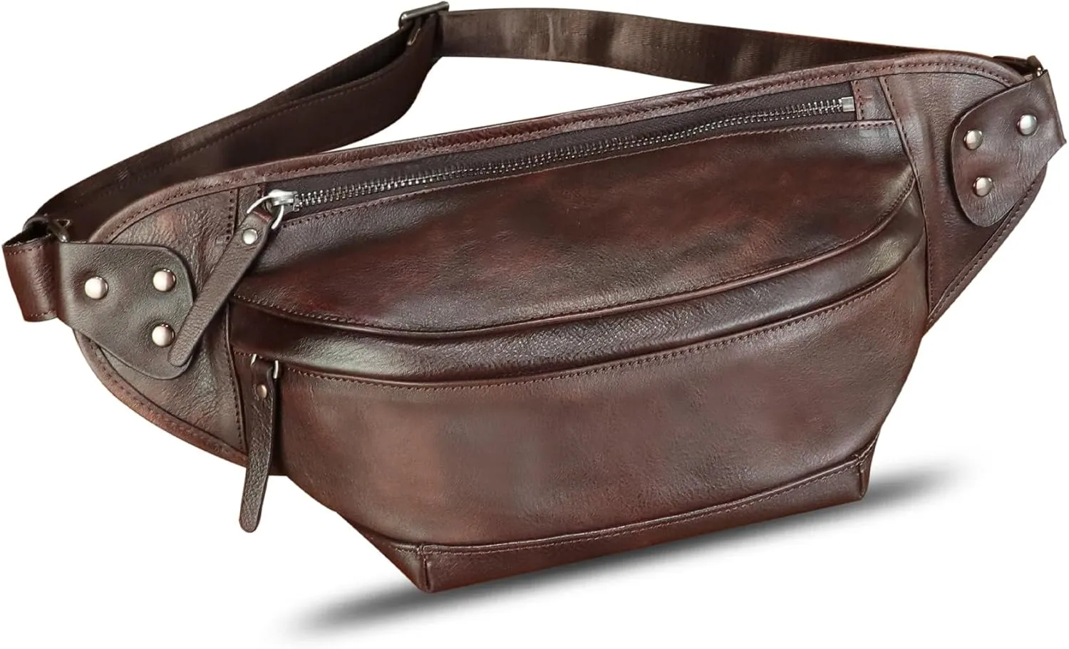 Genuine Leather Fanny Packs for Men and Women Hip Waist Bag Real Leather Fanny Bag Sling Bag Crossbody Chest Purses (Coffee)