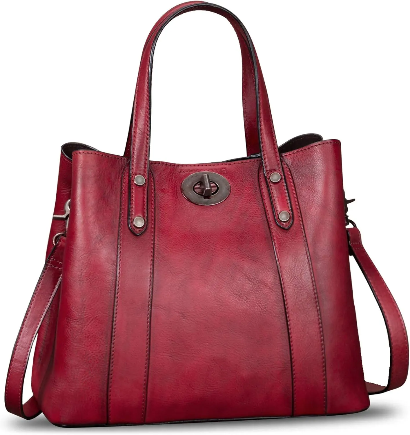 Genuine Leather Handbags for Women Satchel Purses Vintage Handmade Shoulder Bag Cowhide Top Handle Handbag Totes