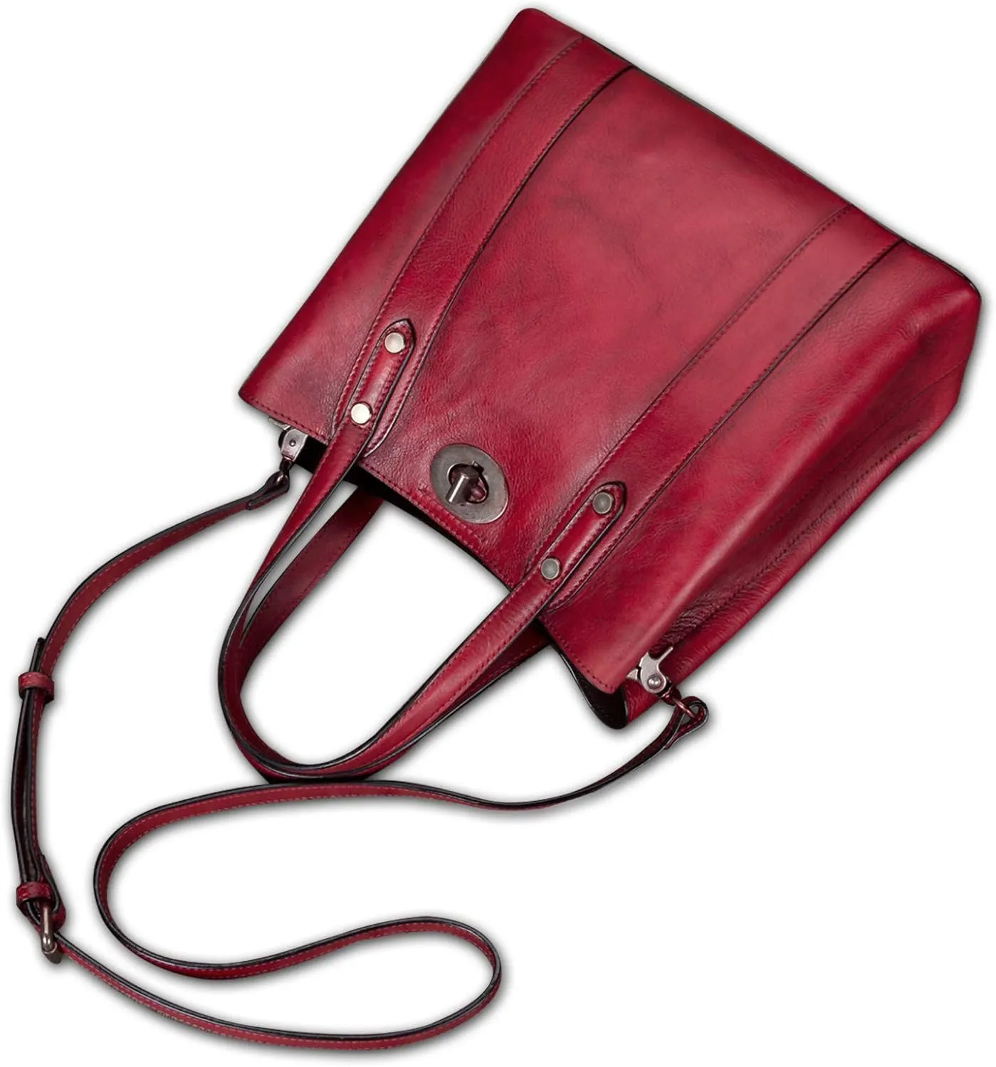 Genuine Leather Handbags for Women Satchel Purses Vintage Handmade Shoulder Bag Cowhide Top Handle Handbag Totes