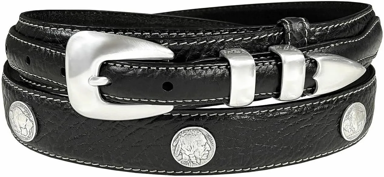 Genuine Leather Western Ranger Belt 1-3/8"(35mm) Taper to 3/4"(19mm) Wide, Multiple Choices