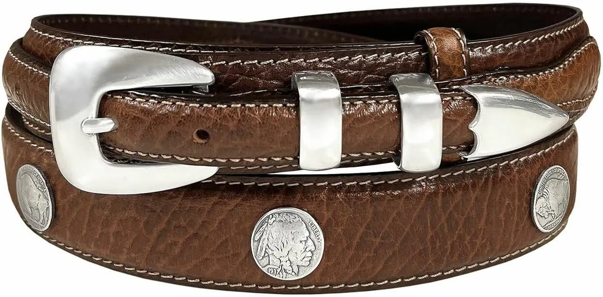 Genuine Leather Western Ranger Belt 1-3/8"(35mm) Taper to 3/4"(19mm) Wide, Multiple Choices