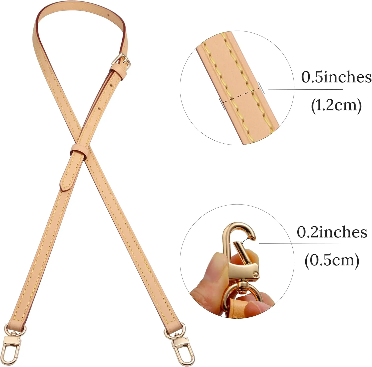 Genuine Vachetta Leather Crossbody Strap Genuine Leather Adjustable Replacement Strap for Shoulder Bag Handbag Purse