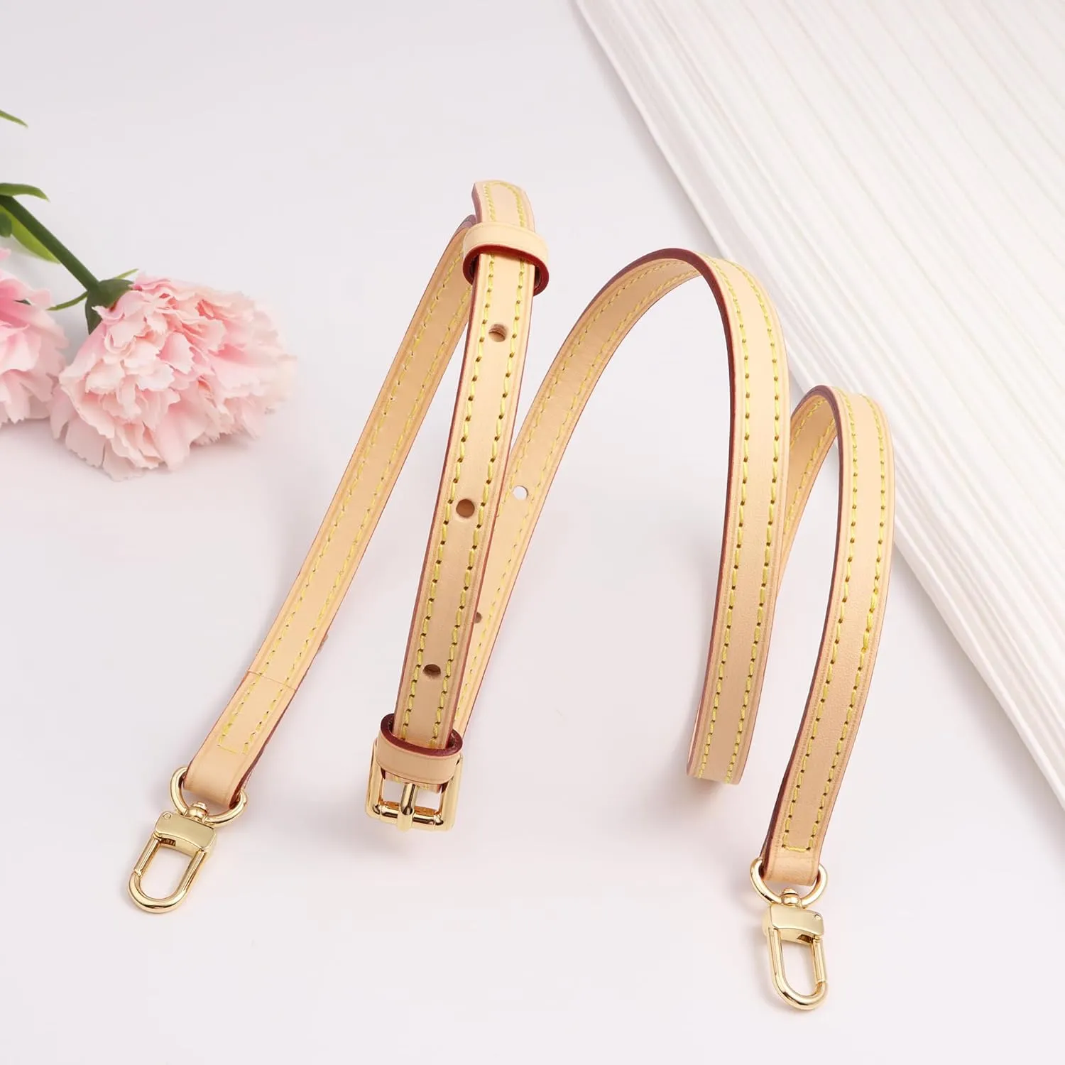 Genuine Vachetta Leather Crossbody Strap Genuine Leather Adjustable Replacement Strap for Shoulder Bag Handbag Purse