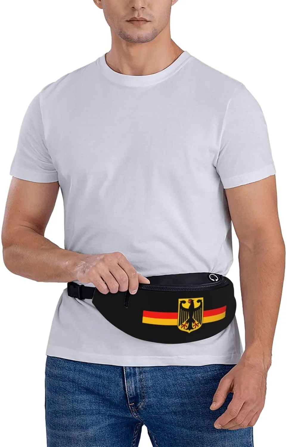 German Flag With Eagle Fanny Pack Daypack Crossbody Waist Bag For Travel Sports Running Hiking