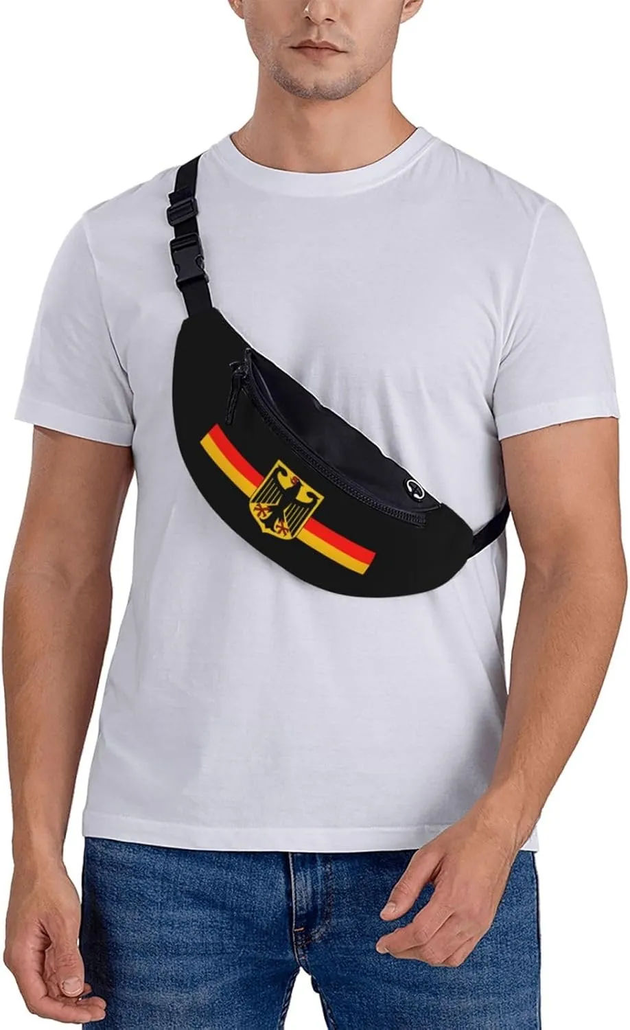 German Flag With Eagle Fanny Pack Daypack Crossbody Waist Bag For Travel Sports Running Hiking