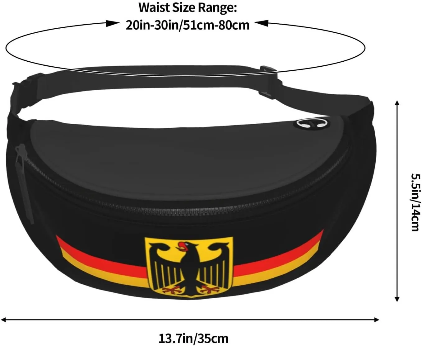 German Flag With Eagle Fanny Pack Daypack Crossbody Waist Bag For Travel Sports Running Hiking