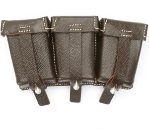German WWII K98k Brown Leather Triple Ammunition Pouch