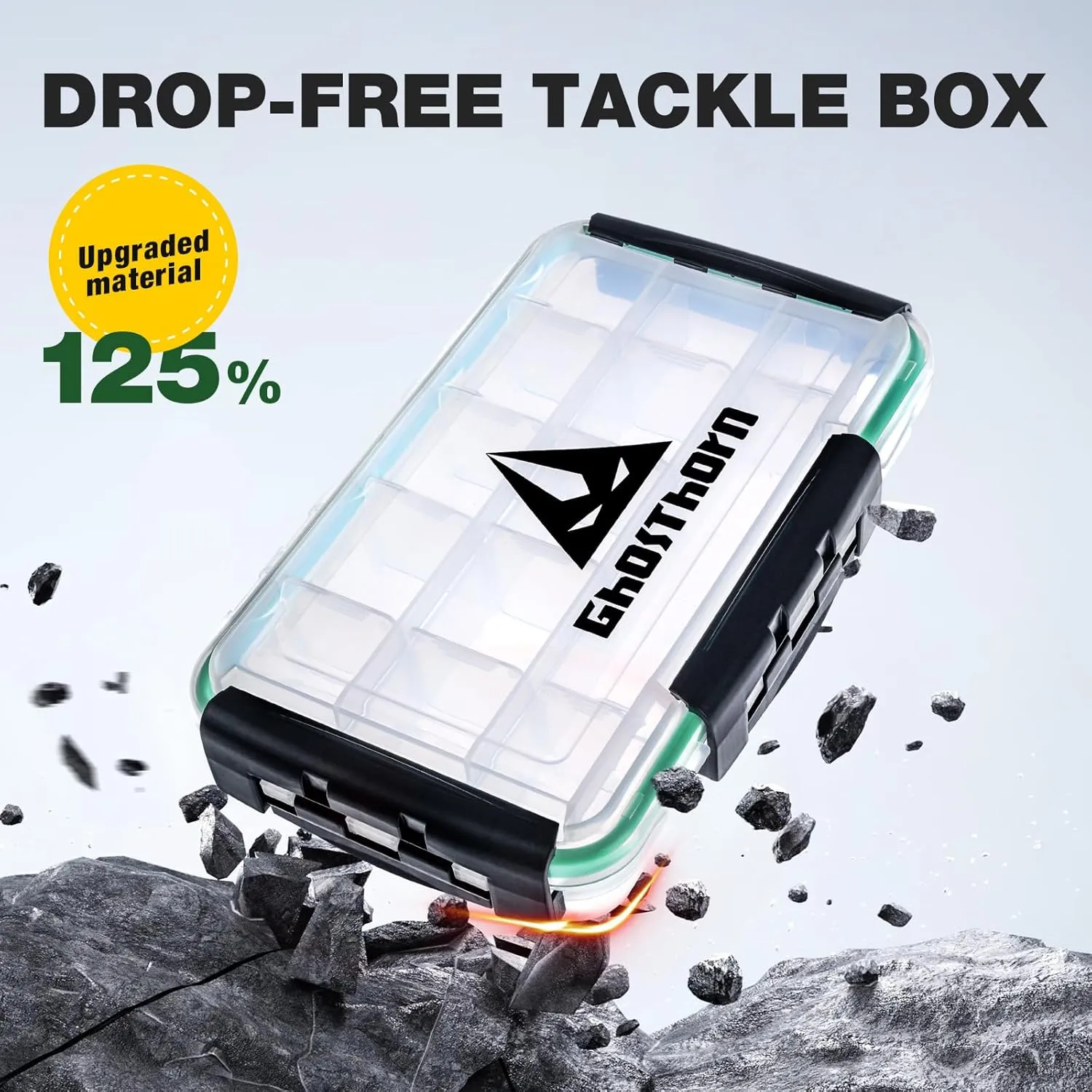 Ghosthorn Fishing Tackle Box, Waterproof 3600 and 3700 Tackle Trays, Plastic Tackle Box Organizer with Removable Dividers Storage Lure Box for Lures 1 and 4 Pack