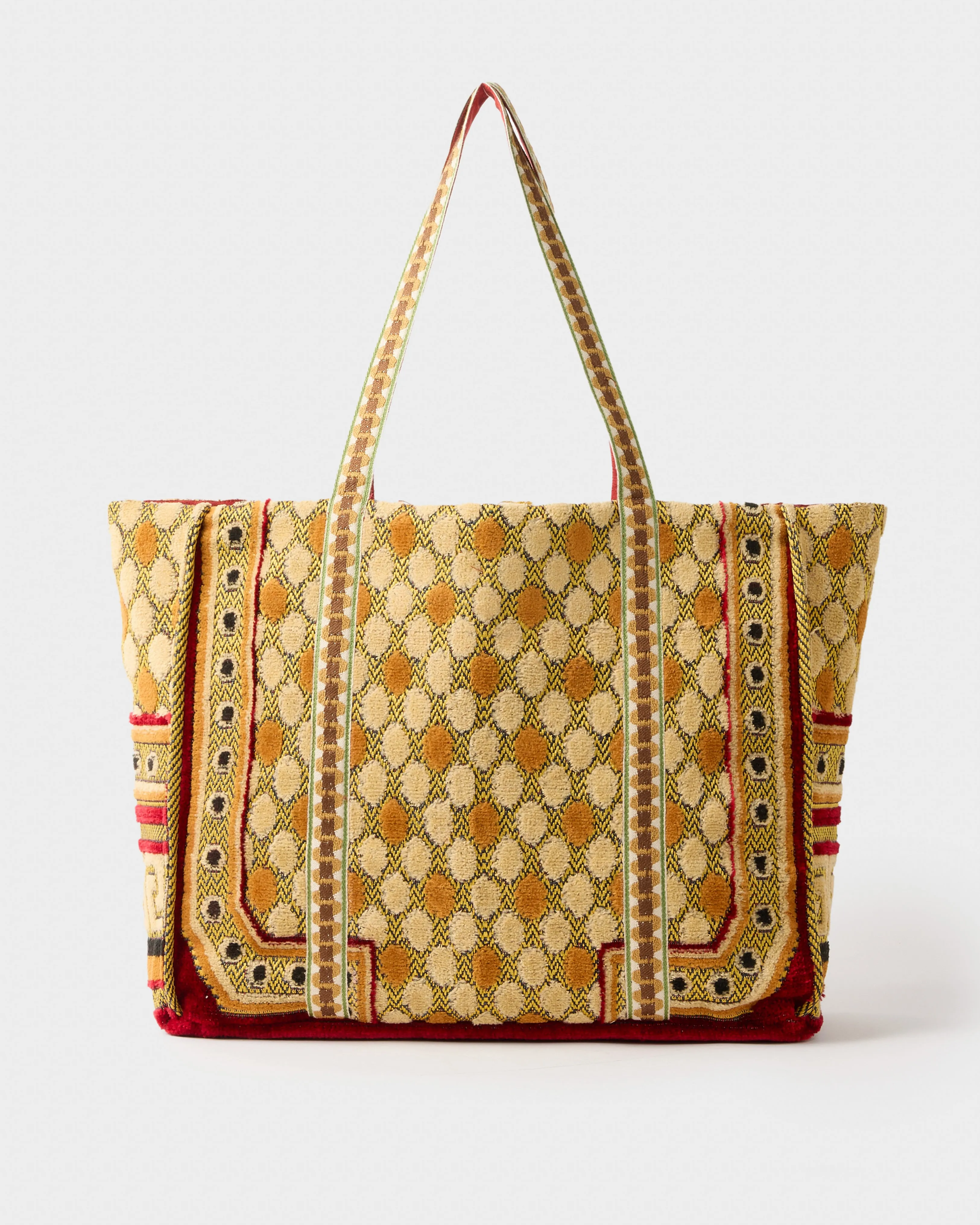 Gilla Velvet Tote Bag, Ochre