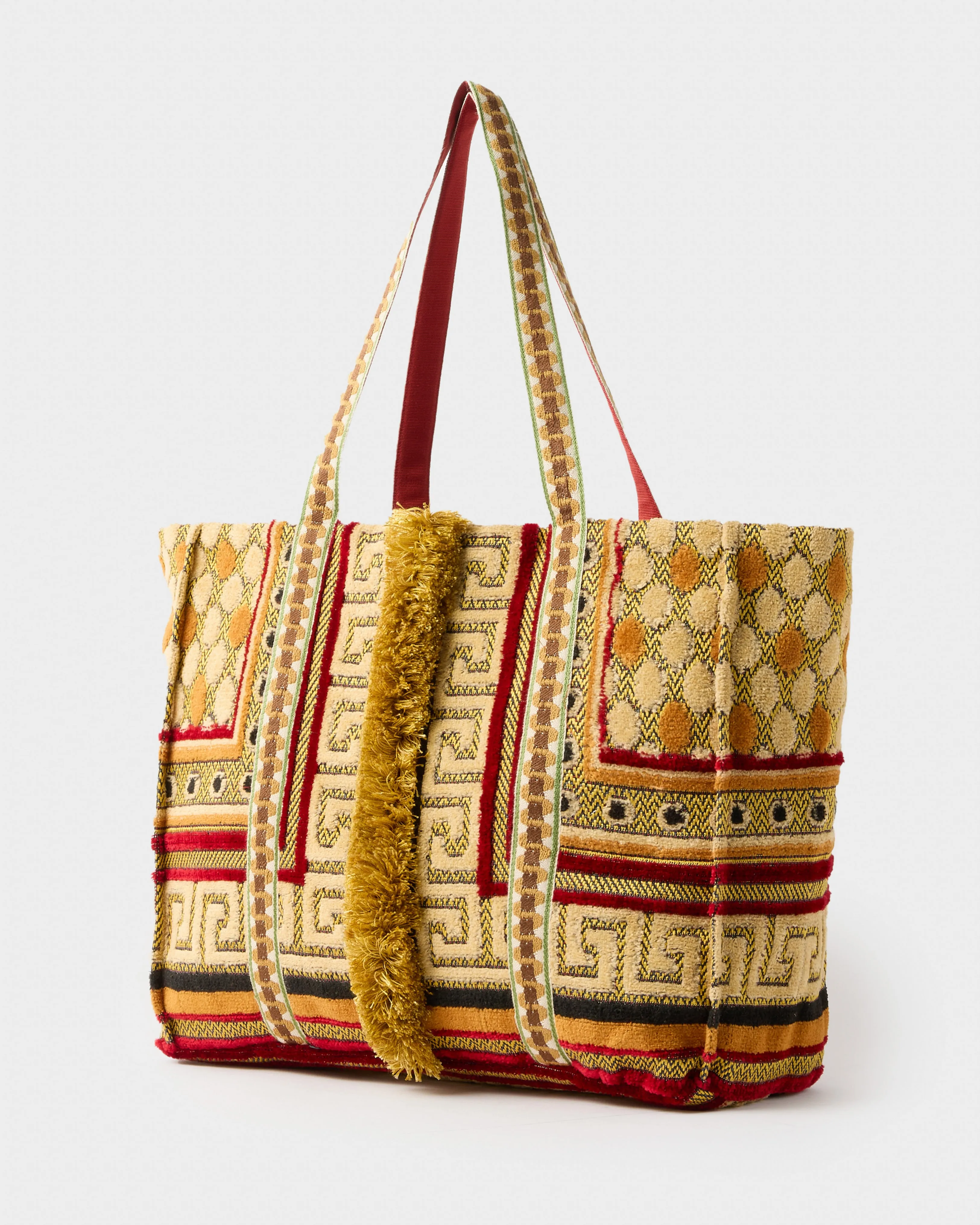 Gilla Velvet Tote Bag, Ochre
