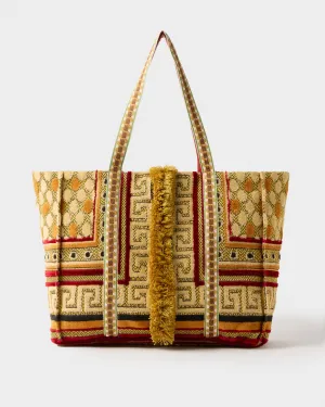 Gilla Velvet Tote Bag, Ochre
