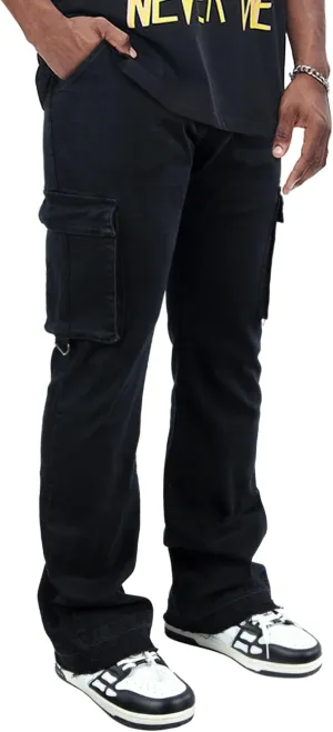 GINGTTO Men's Cargo Jeans Baggy Wide Leg Denim Pants Hip Hop Streetwear