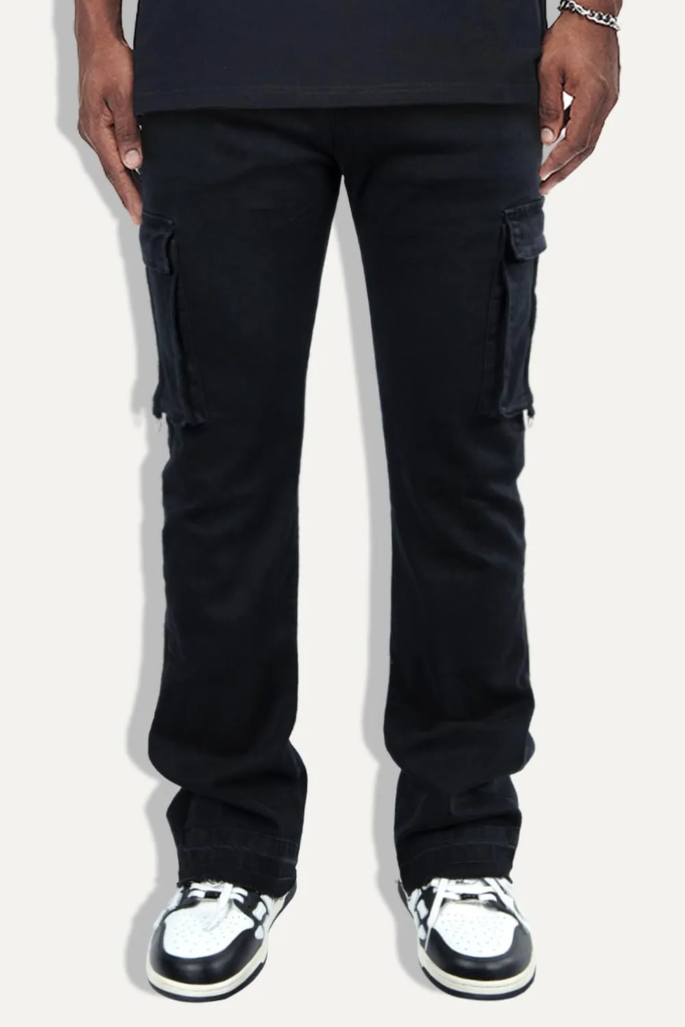 GINGTTO Men's Cargo Jeans Baggy Wide Leg Denim Pants Hip Hop Streetwear