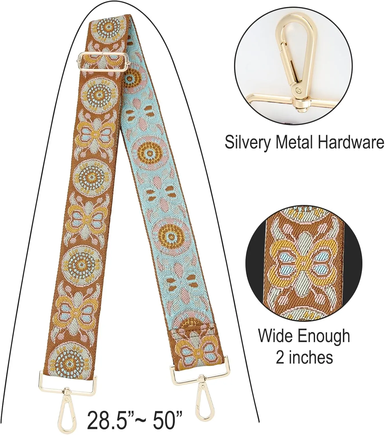 GINJKGO Purse Straps Replacement Crossbody - Adjustable Bag Strap for Purses, Wide Shoulder Strap for Women Guitar Purses