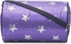 Girls Dance Duffle Bag with Sequin Stars, Kids Travel Bag with Adjustable Carry On and Handy Pouch, Gymnastics Bag, Dance Accessories For Girls - Purple