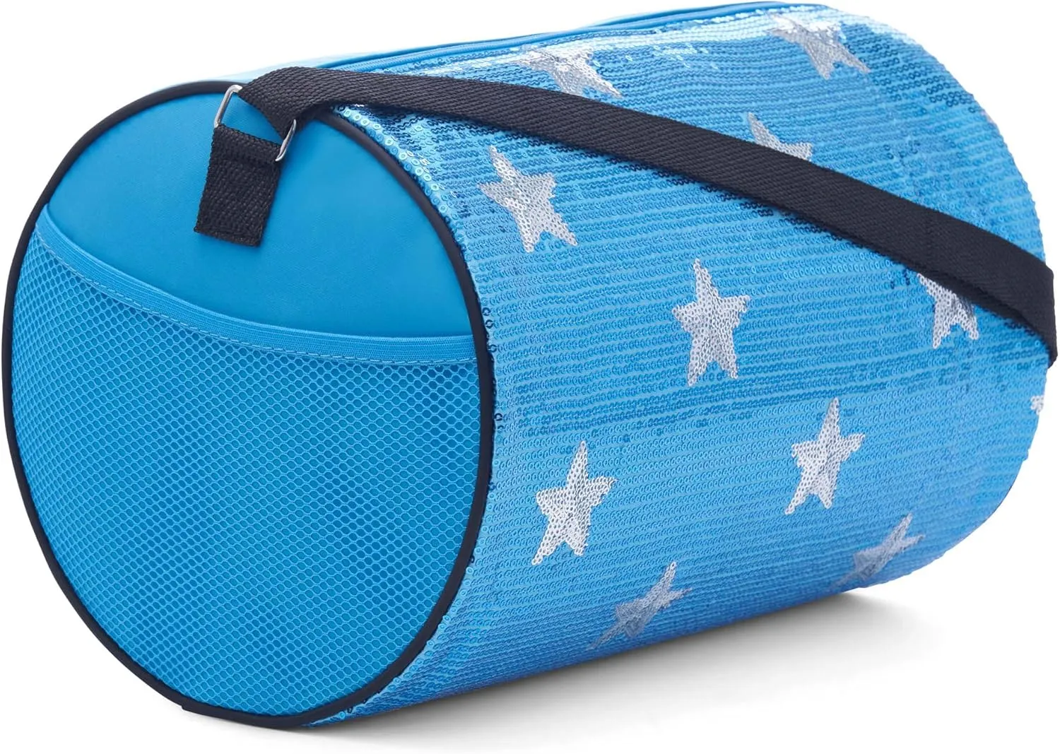 Girls Dance Duffle Bag with Sequin Stars, Kids Travel Bag with Adjustable Carry On and Handy Pouch, Gymnastics Bag, Dance Accessories For Girls - Turquise