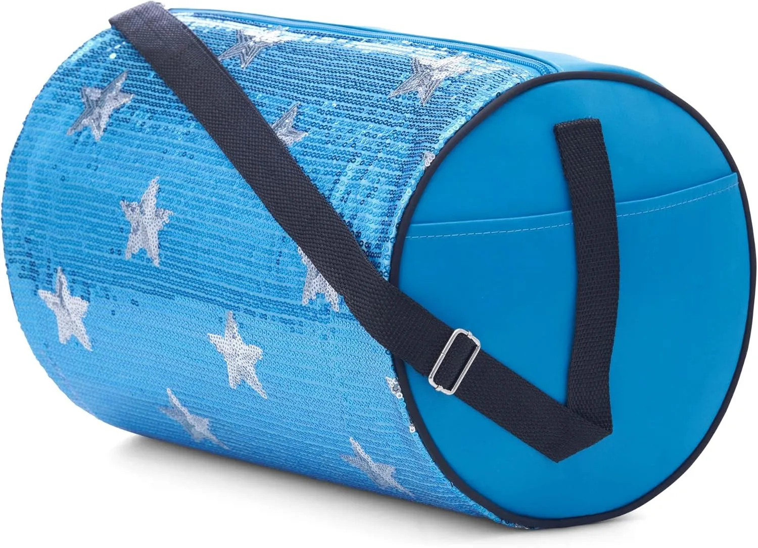 Girls Dance Duffle Bag with Sequin Stars, Kids Travel Bag with Adjustable Carry On and Handy Pouch, Gymnastics Bag, Dance Accessories For Girls - Turquise