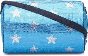 Girls Dance Duffle Bag with Sequin Stars, Kids Travel Bag with Adjustable Carry On and Handy Pouch, Gymnastics Bag, Dance Accessories For Girls - Turquise