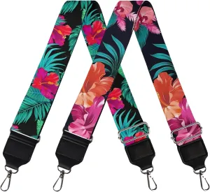 GLENLCWE Hawaiian Hibiscus Palm 2Piece Adjustable Purse Strap Wide Shoulder Straps Replacement Straps for Crossbody Bag/Guitar/Luggage
