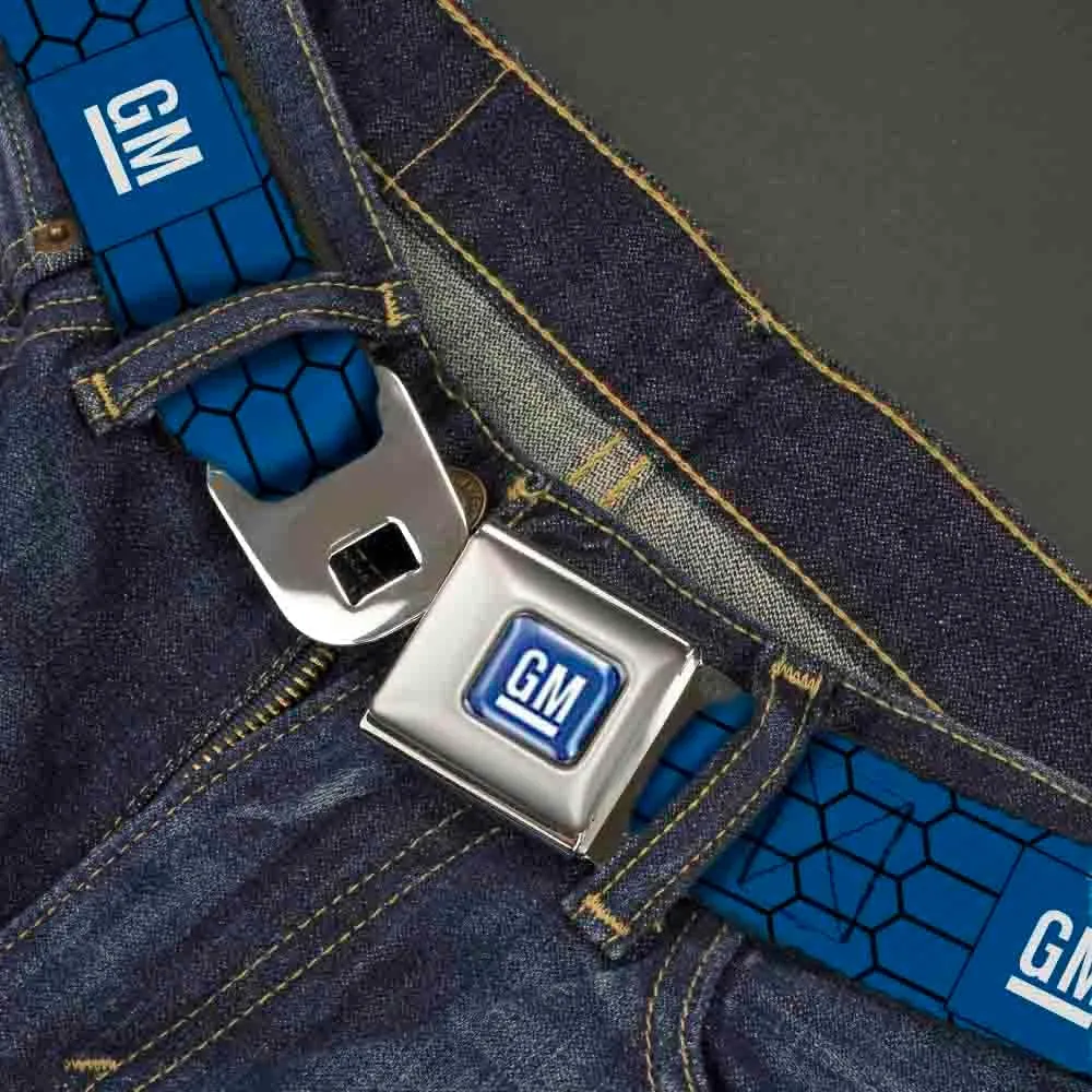 GM General Motors Seatbelt Buckle Belt, GM Bug Logo Honeycomb Grill, Adjustable