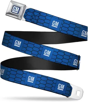 GM General Motors Seatbelt Buckle Belt, GM Bug Logo Honeycomb Grill, Adjustable