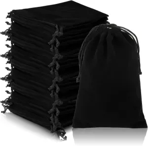 Goaste Velvet Drawstring Bags - 50pcs, 5x7 Inch Black Jewelry Pouches, Soft Velvet Gift Bags for Jewelry, Bracelet, Headphone, Bead, Candy, Gadgets