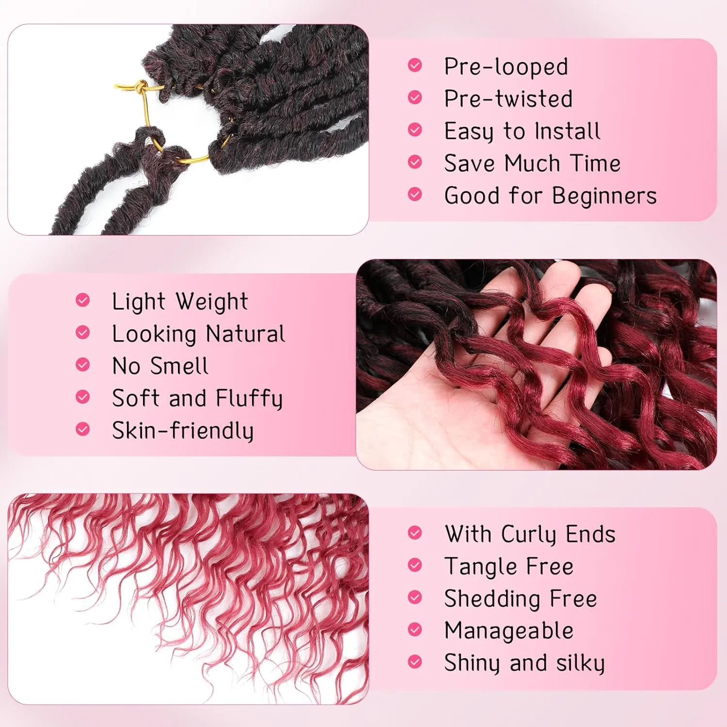 Goddess Locs Crochet Hair Deep Faux Locs With Curly Ends Tbug 18 Inch 8 Packs of Pre Looped Curly Crochet Hair for Women with Stylish Deep Wave Ends