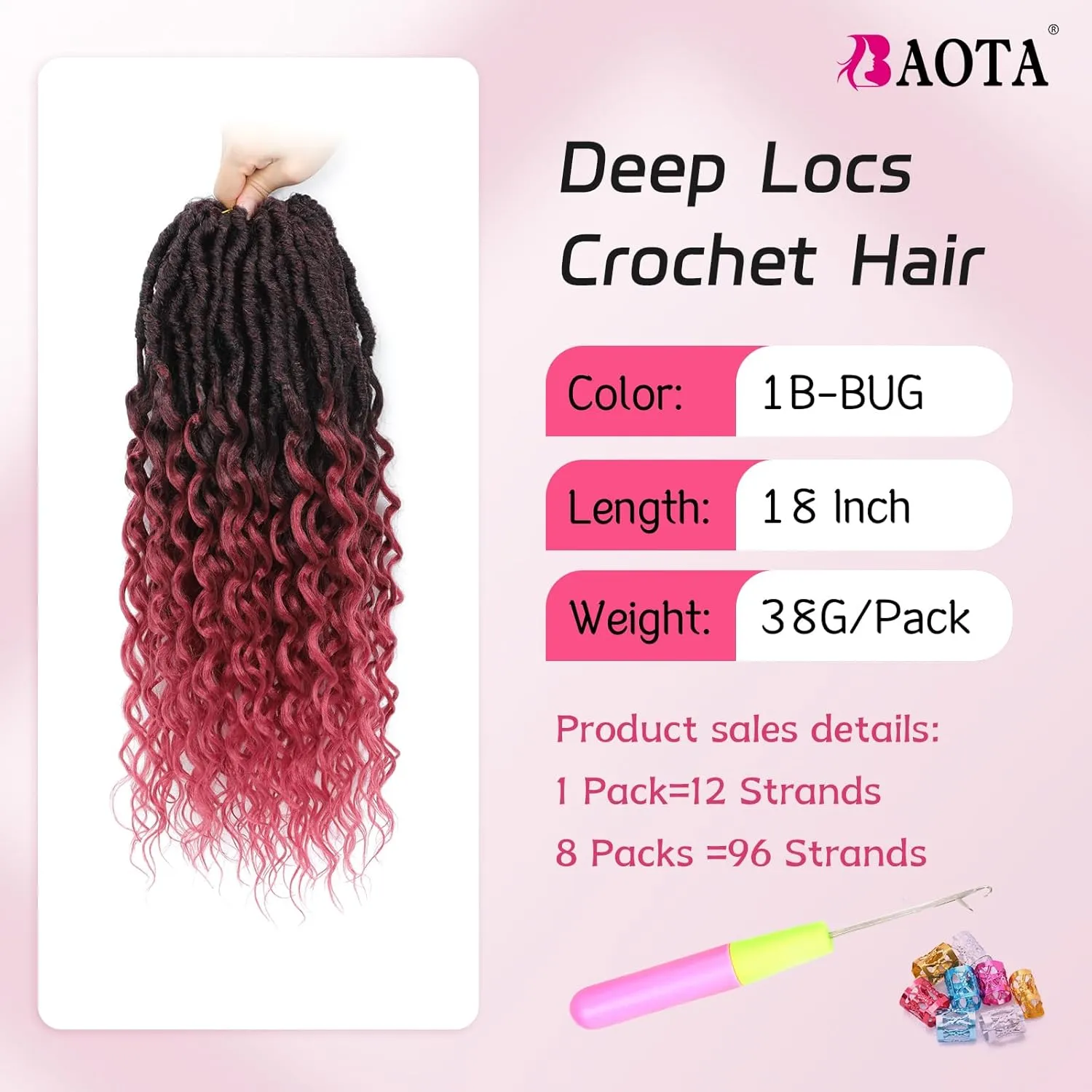 Goddess Locs Crochet Hair Deep Faux Locs With Curly Ends Tbug 18 Inch 8 Packs of Pre Looped Curly Crochet Hair for Women with Stylish Deep Wave Ends