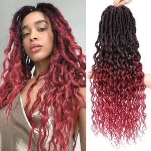 Goddess Locs Crochet Hair Deep Faux Locs With Curly Ends Tbug 18 Inch 8 Packs of Pre Looped Curly Crochet Hair for Women with Stylish Deep Wave Ends