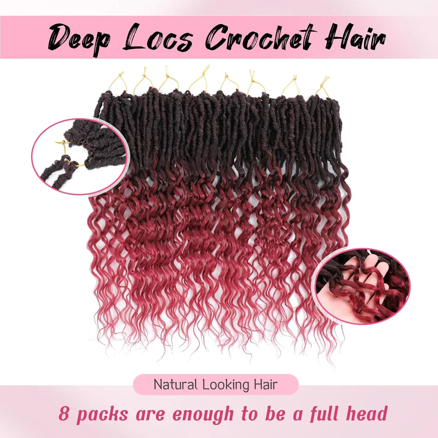 Goddess Locs Crochet Hair Deep Faux Locs With Curly Ends Tbug 18 Inch 8 Packs of Pre Looped Curly Crochet Hair for Women with Stylish Deep Wave Ends