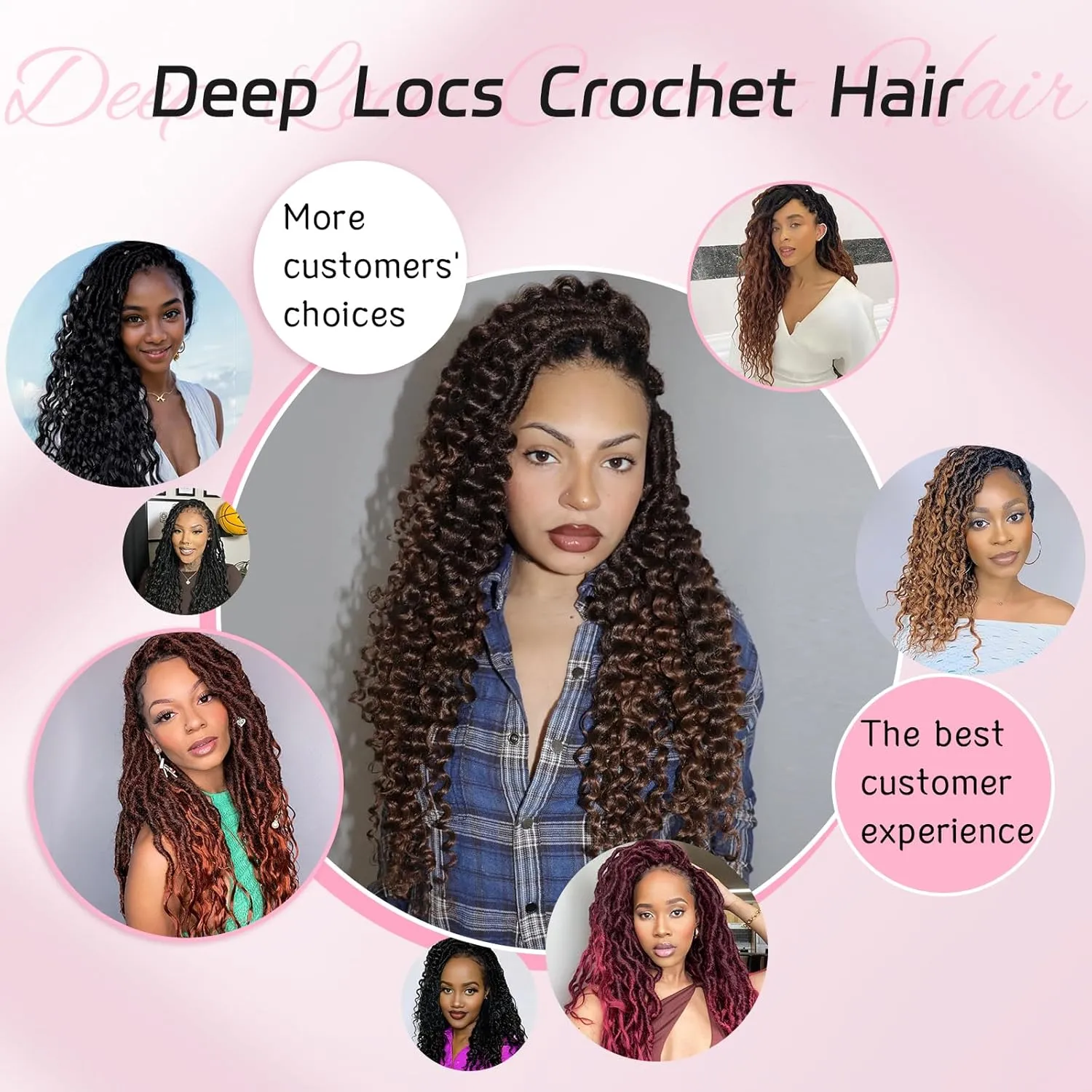 Goddess Locs Crochet Hair Faux Locs Pre Looped Crochet Hair for Women with Curly Ends Deep Wave Crochet Braids T30 Color 18 Inch 8 Packs Faux Locs for Women