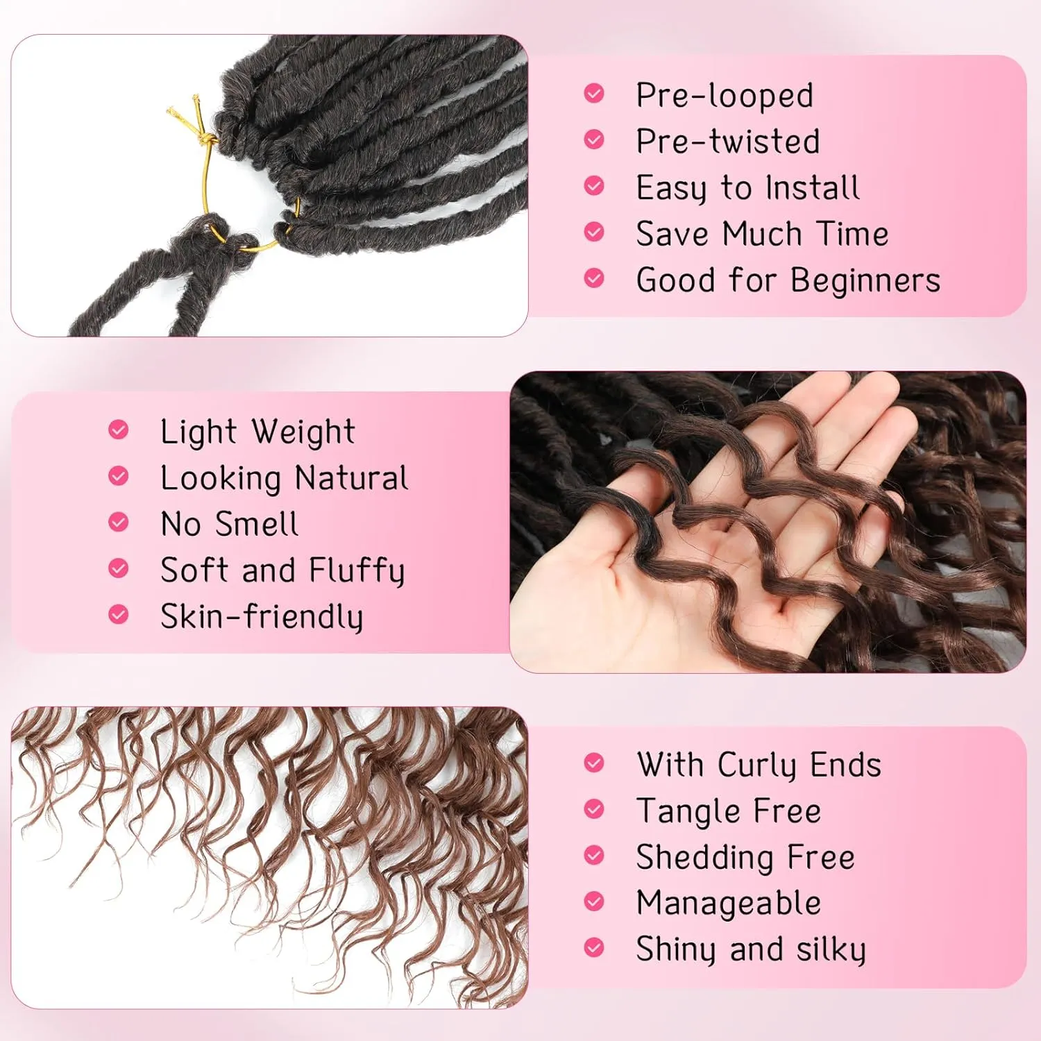 Goddess Locs Crochet Hair Faux Locs Pre Looped Crochet Hair for Women with Curly Ends Deep Wave Crochet Braids T30 Color 18 Inch 8 Packs Faux Locs for Women