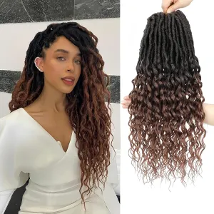 Goddess Locs Crochet Hair Faux Locs Pre Looped Crochet Hair for Women with Curly Ends Deep Wave Crochet Braids T30 Color 18 Inch 8 Packs Faux Locs for Women
