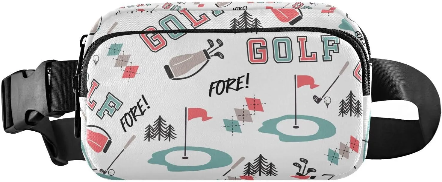 Golf Items White Fanny Pack for Women Men Crossbody Belt Bag Fashion Waist Packs Purse with Adjustable Strap Dupes for Shopping Traveling