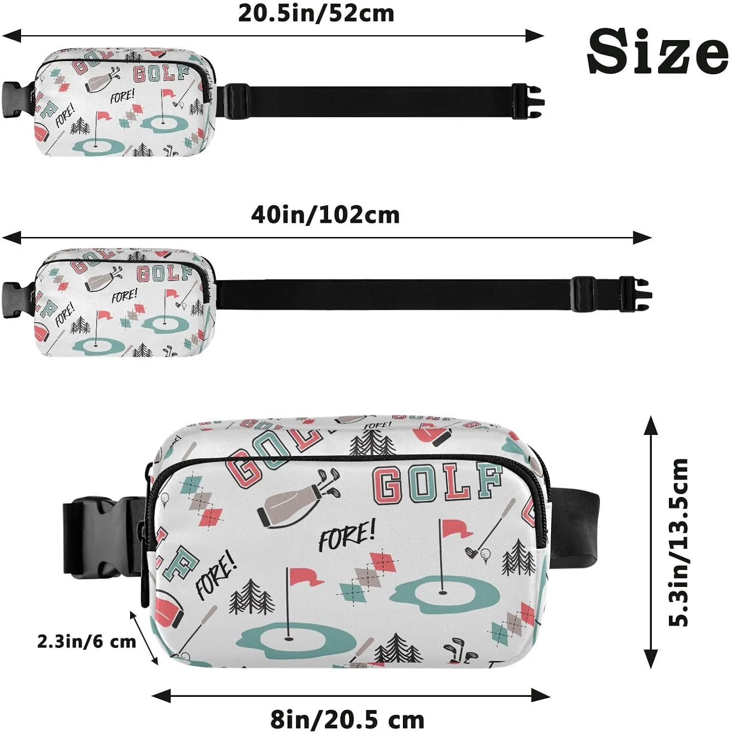 Golf Items White Fanny Pack for Women Men Crossbody Belt Bag Fashion Waist Packs Purse with Adjustable Strap Dupes for Shopping Traveling